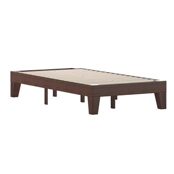 Flash Furniture Evelyn Wood Twin Platform Bed with Wooden Support Slats, Walnut Finish