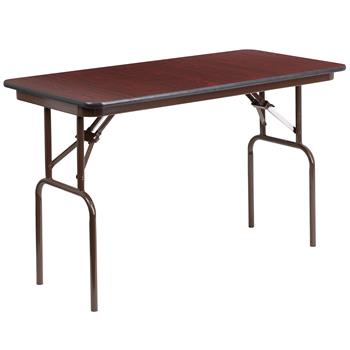Flash Furniture Melamine Laminate Folding Banquet Table, 4&#39;, Mahogany