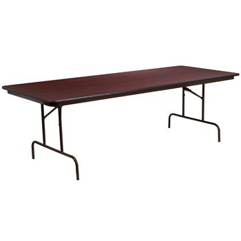 Flash Furniture Melamine Laminate Folding Banquet Table, 8&#39;, Mahogany