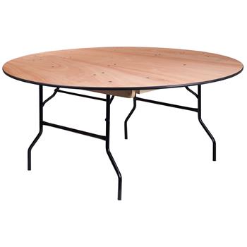 Flash Furniture Round Wood Folding Banquet Table With Clear Coated Finished Top, 5.5&#39;