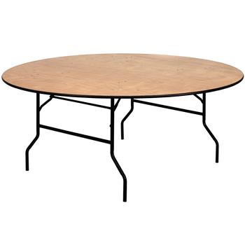 Flash Furniture 6-Foot Round Wood Folding Banquet Table with Clear Coated Finished Top