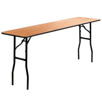 Flash Furniture Rectangular Wood Folding Training/Seminar Table with Smooth Clear Coated Finished Top, 18&quot; x 72&quot;