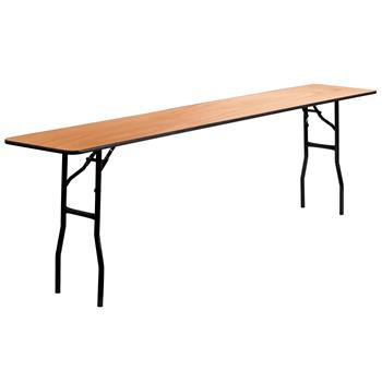 Flash Furniture Rectangular Wood Folding Training/Seminar Table with Smooth Clear Coated Finished Top, 18&#39;&#39; x 96&#39;&#39;