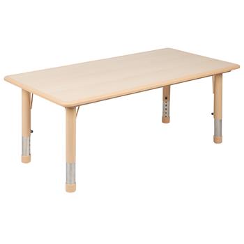 Flash Furniture 23.625&quot;W x 47.25&quot;L Rectangular Natural Plastic Height Adjustable Activity Table