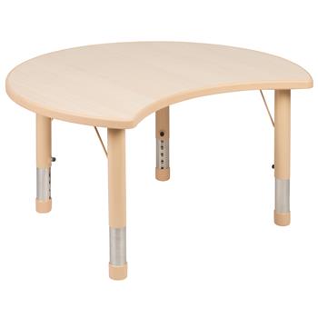 Flash Furniture 25.125&quot;W x 35.5&quot;L Crescent Natural Plastic Height Adjustable Activity Table