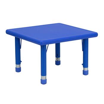 Flash Furniture Height Adjustable Activity Table, 24&quot; Square, Plastic, Blue