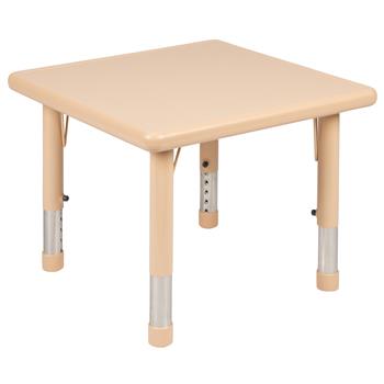 Flash Furniture 24&quot; Square Natural Plastic Height Adjustable Activity Table