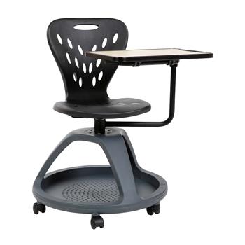 Flash Furniture Mobile Desk Chair With 360 Degree Tablet Rotation And Under Seat Storage Cubby, Black