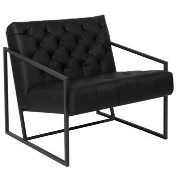 Flash Furniture HERCULES Madison Series Tufted Lounge Chair, Leather, Black