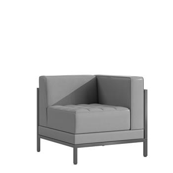 Flash Furniture Hercules Imagination Series Contemporary Right Corner Chair With Encasing Frame, Gray Leathersoft