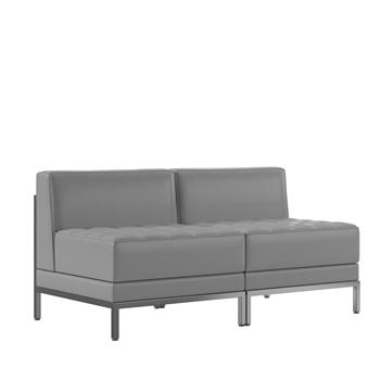 Flash Furniture Hercules Imagination Series 2-Piece Waiting Room Lounge Set, Reception Bench, Gray Leathersoft