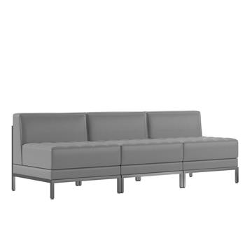Flash Furniture Hercules Imagination Series 3-Piece Waiting Room Lounge Set, Reception Bench, Gray Leathersoft