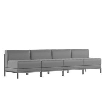 Flash Furniture Hercules Imagination Series 4-Piece Waiting Room Lounge Set, Reception Bench, Gray Leathersoft