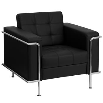 Flash Furniture HERCULES Lesley Series Contemporary Chair with Encasing Frame, Leather, Black