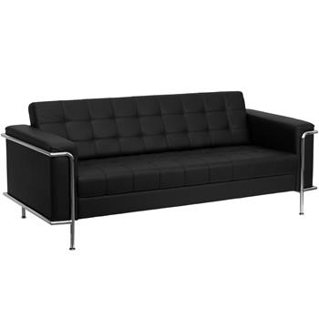 Flash Furniture HERCULES Lesley Series Contemporary Black LeatherSoft Sofa with Encasing Frame