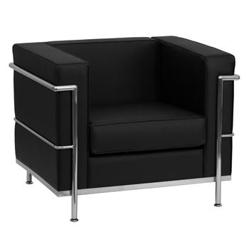 Flash Furniture Fusion Series Contemporary Black Leather Side Reception Chair