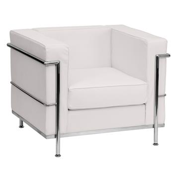 Flash Furniture HERCULES Regal Series Contemporary White Leather Chair with Encasing Frame