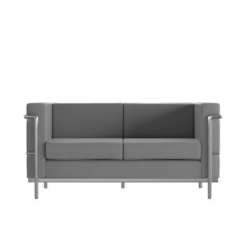 Flash Furniture Hercules Regal Series Contemporary Loveseat With Encasing Frame, Gray Leathersoft