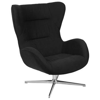 Flash Furniture Black Fabric Swivel Wing Chair