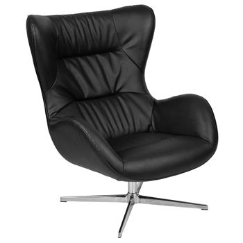Flash Furniture Black Leathersoft Swivel Wing Chair