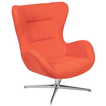Flash Furniture Orange Fabric Swivel Wing Chair