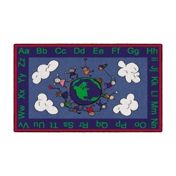 Flagship Carpets Printed Happy World Rug, Rubber Back, Primary, Rectangle, 3&#39; x 5&#39;