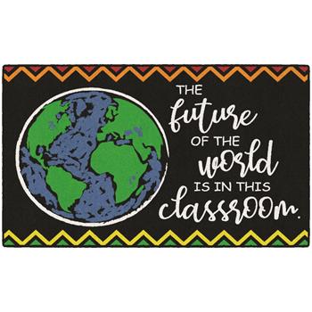 Flagship Carpets Future of the Wold Classroom Rug, 2&#39; x 3&#39;, Black/White/Multi-Colored