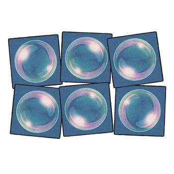 Flagship Carpets Stay In Your Bubble Classroom Seating Squares, 15&quot; x 15&quot;, Multi-Colored, 6/BX