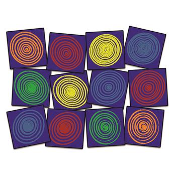 Flagship Carpets Circles Classroom Seating Squares, 15&quot; x 15&quot;, Primary Colors, Set of 12