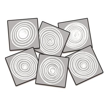 Flagship Carpets Circles Classroom Seating Squares, 15&quot; x 15&quot;, Gray/White, Set of 6