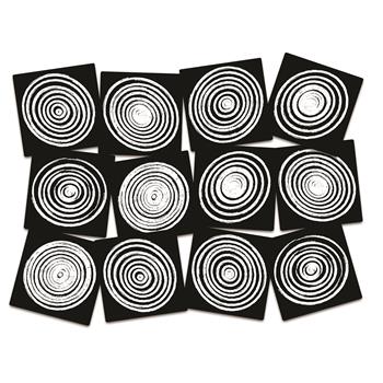 Flagship Carpets Circles Classroom Seating Squares, 15&quot; x 15&quot;, Black/White, Set of 12