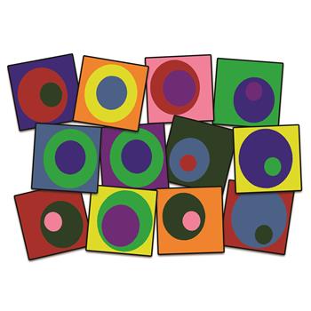 Flagship Carpets Silly Circles  Classroom Seating Squares, 15&quot; x 15&quot;, Primary Colors, Set of 12