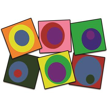 Flagship Carpets Silly Circles  Classroom Seating Squares, 15&quot; x 15&quot;, Primary Colors, Set of 6