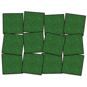Flagship Carpets Green Grass Classroom Seating Squares, 15&quot; x 15&quot;, Green, Set of 12
