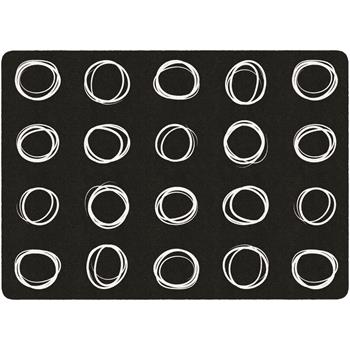 Flagship Carpets Circle Sampler Rug, 6&#39; x 8&#39; 4&quot;, Black and White
