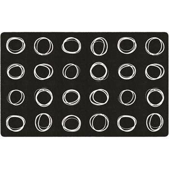 Flagship Carpets Circle Sampler Rug, 7&#39; 6&quot; x 12&#39;, Black and White