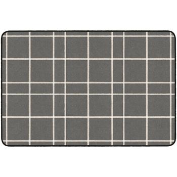 Flagship Carpets Farmhouse Collection, Gray Check Classroom Rug, 4&#39; x 6&#39;, Gray/White