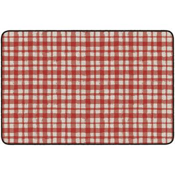 Flagship Carpets Farmhouse Collection, Watercolor Gingham Rug, 4&#39; x 6&#39;, Red