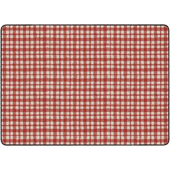 Flagship Carpets Farmhouse Collection, Watercolor Gingham Rug, 6&#39; x 8&#39; 4&quot;, Red