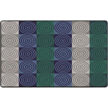 Flagship Carpets Bulleye Block Classroom Rug, 7&#39; 6&quot; x 12&#39;, Cool Tone