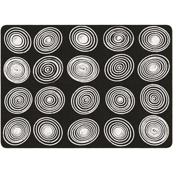 Flagship Carpets Circles Black &amp; White Classroom Rug, 6&#39; x 8&#39; 4&quot;