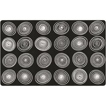 Flagship Carpets Circles Black &amp; White Classroom Rug, 7&#39; 6&quot; x 12&#39;