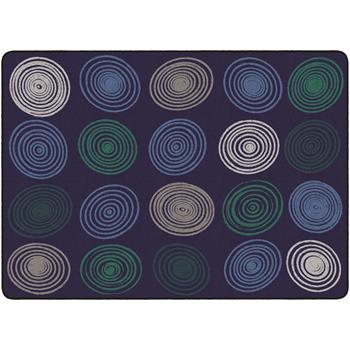 Flagship Carpets Circles Classroom Seating Rug, 6&#39; x 8&#39; 4&quot;, Multi Cool Tones
