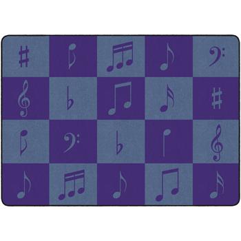 Flagship Carpets Music Education, Music Note Seating Rug, 6&#39; x 8&#39; 4&quot;, Multi-Colored Blue