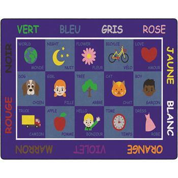 Flagship Carpets French Learning Fun Rug, 10&#39; 6&quot; x 13&#39; 2&quot;, Multilingual/Multi-Colored