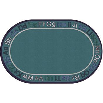Flagship Carpets Know Your ABC&#39;s Classroom Rug, 7&#39; 6&quot; x 12&#39;, Cool Tones, Oval