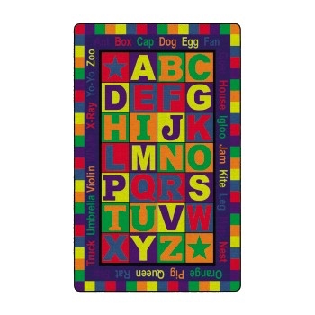 Flagship Carpets Printed Alphabet Rug, Primary, Rectangle, 5&#39; 10&quot; x 8&#39; 4&quot;