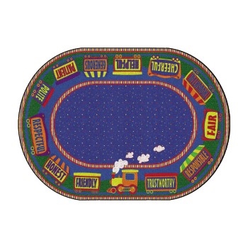 Flagship Carpets Printed Character Education Rug, Primary, Oval, 6&#39; x 8&#39; 4&quot;