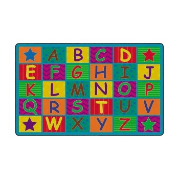 Flagship Carpets Printed Cheerful Alphabet Rug, Primary, Rectangle, 6&#39; x 8&#39; 4&quot;