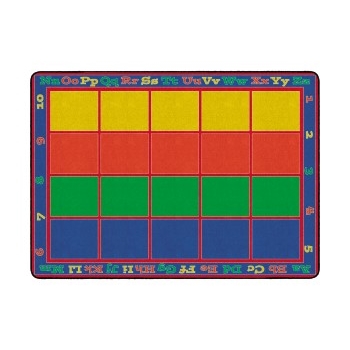 Flagship Carpets Printed Seating Rug with Alphabet Border, Primary, Rectangle, Seats 20 Children, 6&#39; x 8&#39; 4&quot;